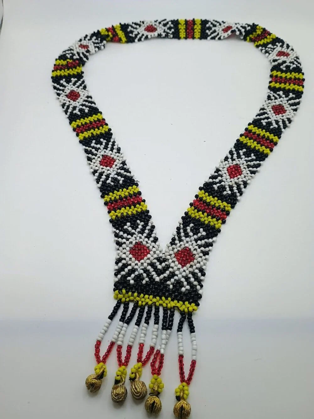Traditional Filipino Beaded Necklace with Bell Details
